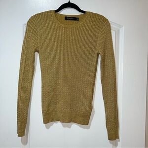 Lauren Ralph Lauren Women’s Designer Holiday Gold Sparkly Knit Sweater Size Med